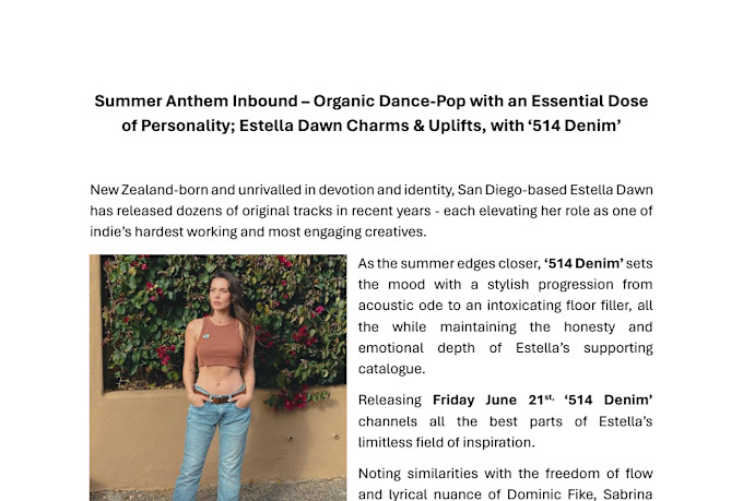 Published editorial article featuring an independent artist